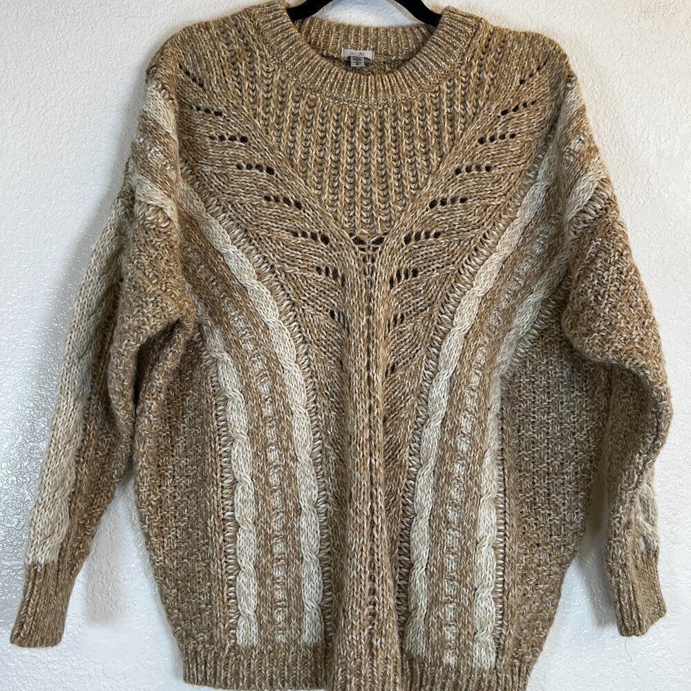 Ecote Urban Outfitters Tan Cream Chunky Cable Knit Oversized Sweater Small
